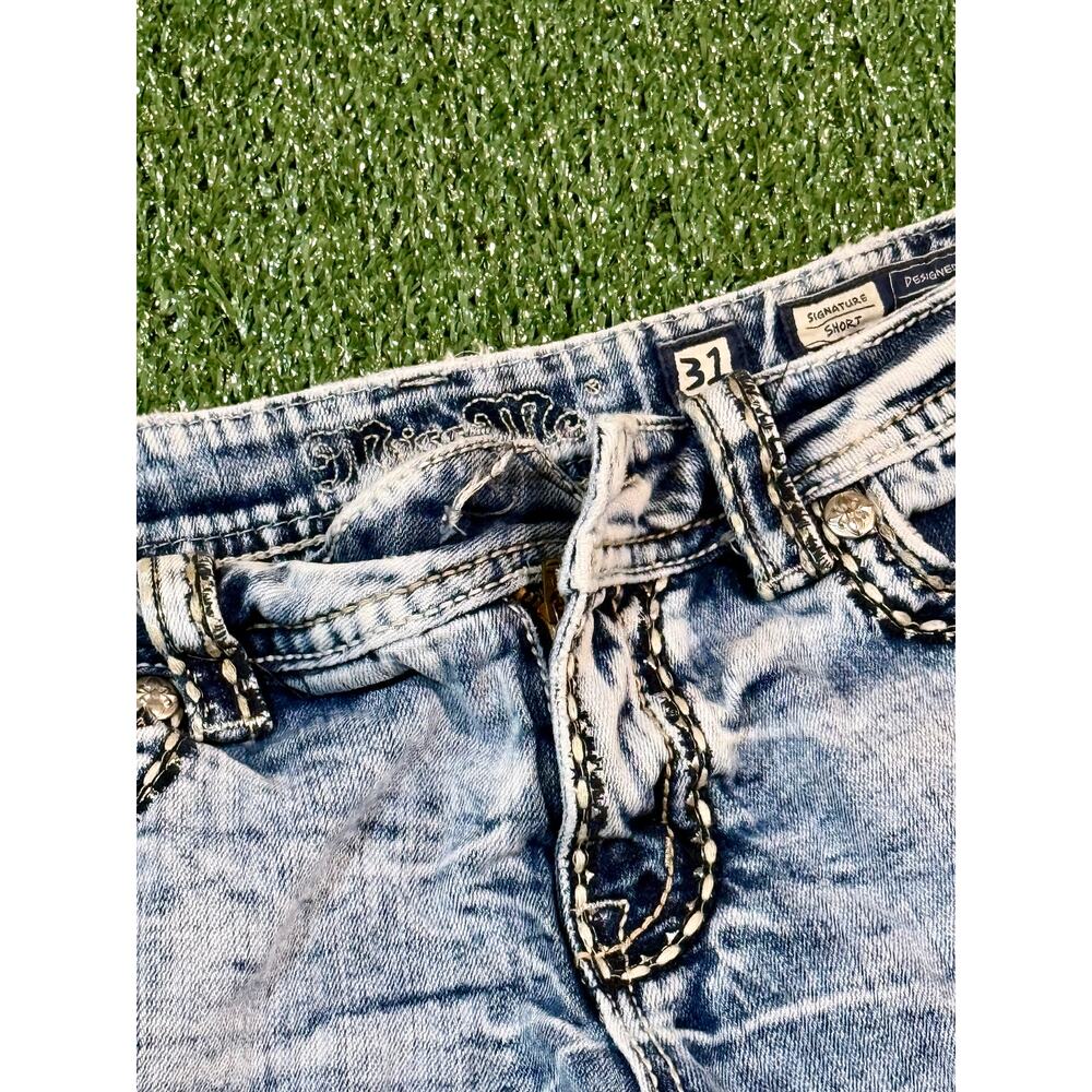 RETRO Y2K MISS ME CUTOFF BLUE DENIM SHORTS - Picture 2 of 8